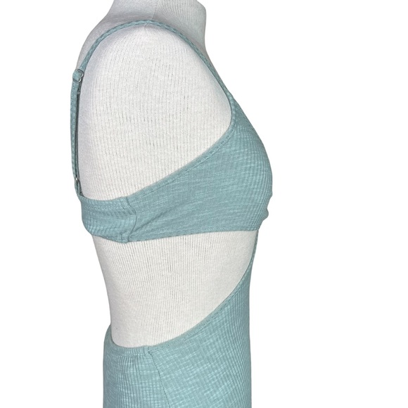 Anthropology Miou Muse Rib-Knit Body-Con Cut-Out Heather Green Maxi Dress XS NWT - Picture 3 of 11